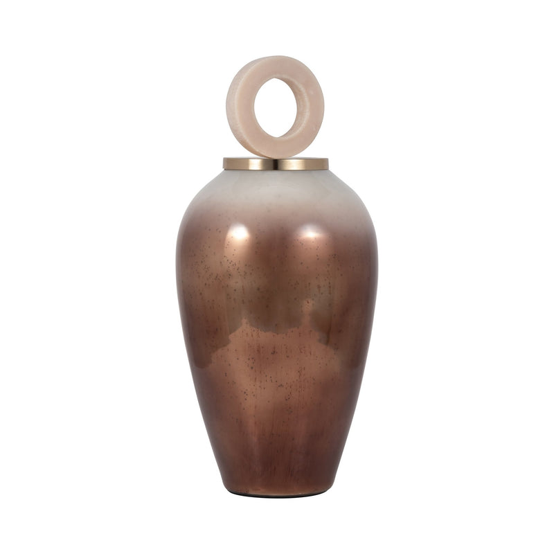 GLASS, 22" VASE ROUND RESIN TOPPER, COPPER - Al Rugaib Furniture