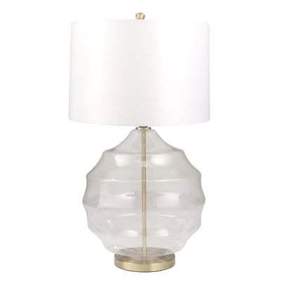 GLASS 23" IRREGULAR GLOBE TABLE LAMP, CLEAR - Al Rugaib Furniture