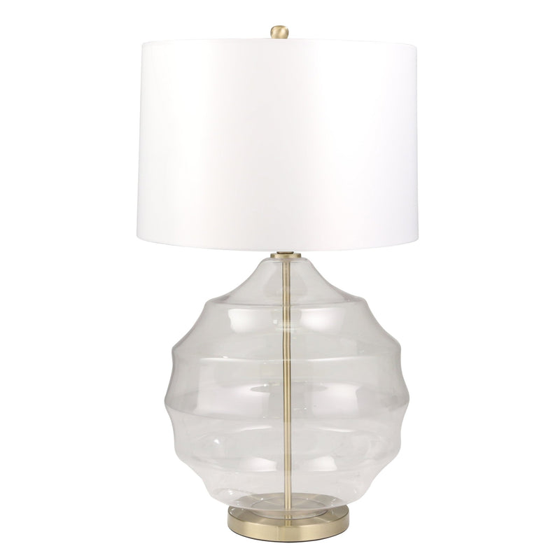 GLASS 23" IRREGULAR GLOBE TABLE LAMP, CLEAR - Al Rugaib Furniture