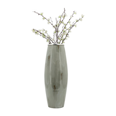 GLASS, 24"H VASE W/ METAL RING, TAUPE - Al Rugaib Furniture