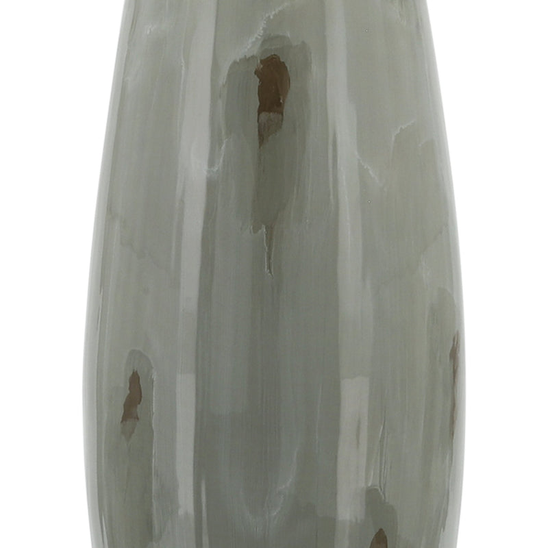 GLASS, 24"H VASE W/ METAL RING, TAUPE - Al Rugaib Furniture