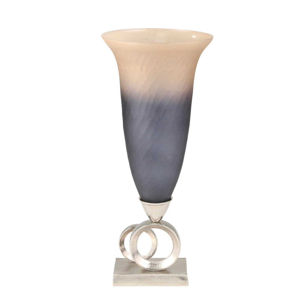 GLASS 25" HAND CUT VASE, ALUMINUM BASE, GOLD/BLUE Vases and Jars| Sagebrook Home