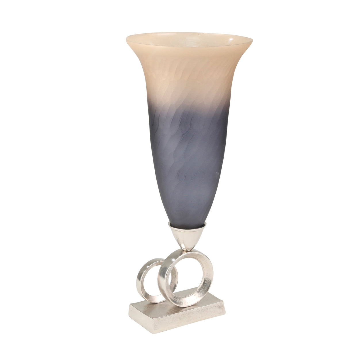 GLASS 25" HAND CUT VASE, ALUMINUM BASE, GOLD/BLUE Vases and Jars| Sagebrook Home