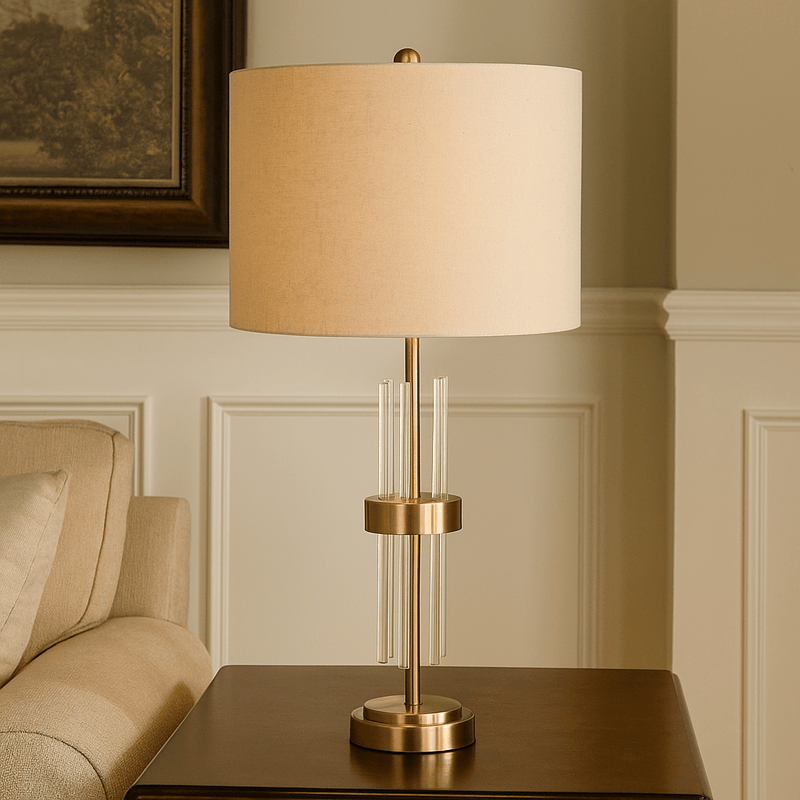 GLASS 26" ART DECO TABLE LAMP, GOLD - Al Rugaib Furniture