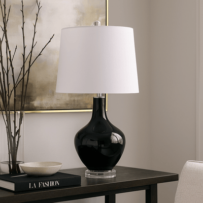 GLASS 28" TEARDROP TABLE LAMP,GREEN - Al Rugaib Furniture