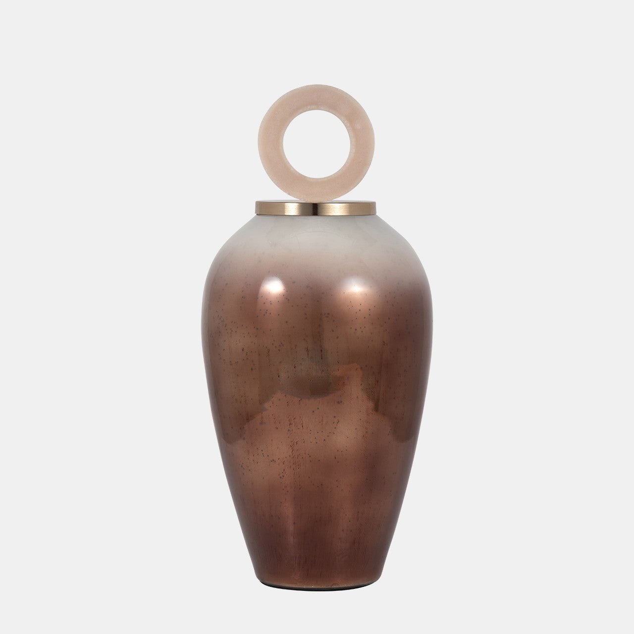 GLASS, 28" VASE ROUND RESIN TOPPER, COPPER Vases and Jars| Sagebrook Home