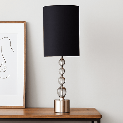 GLASS 34" 4 BALL TABLE LAMP,CLEAR/SILVER - Al Rugaib Furniture