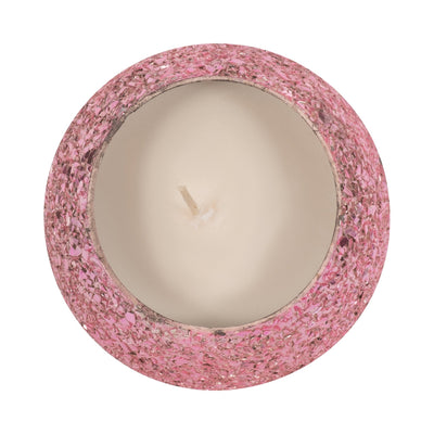 Glass, 4" 11 Oz Crackled Scented Candle, Pink - Al Rugaib Furniture