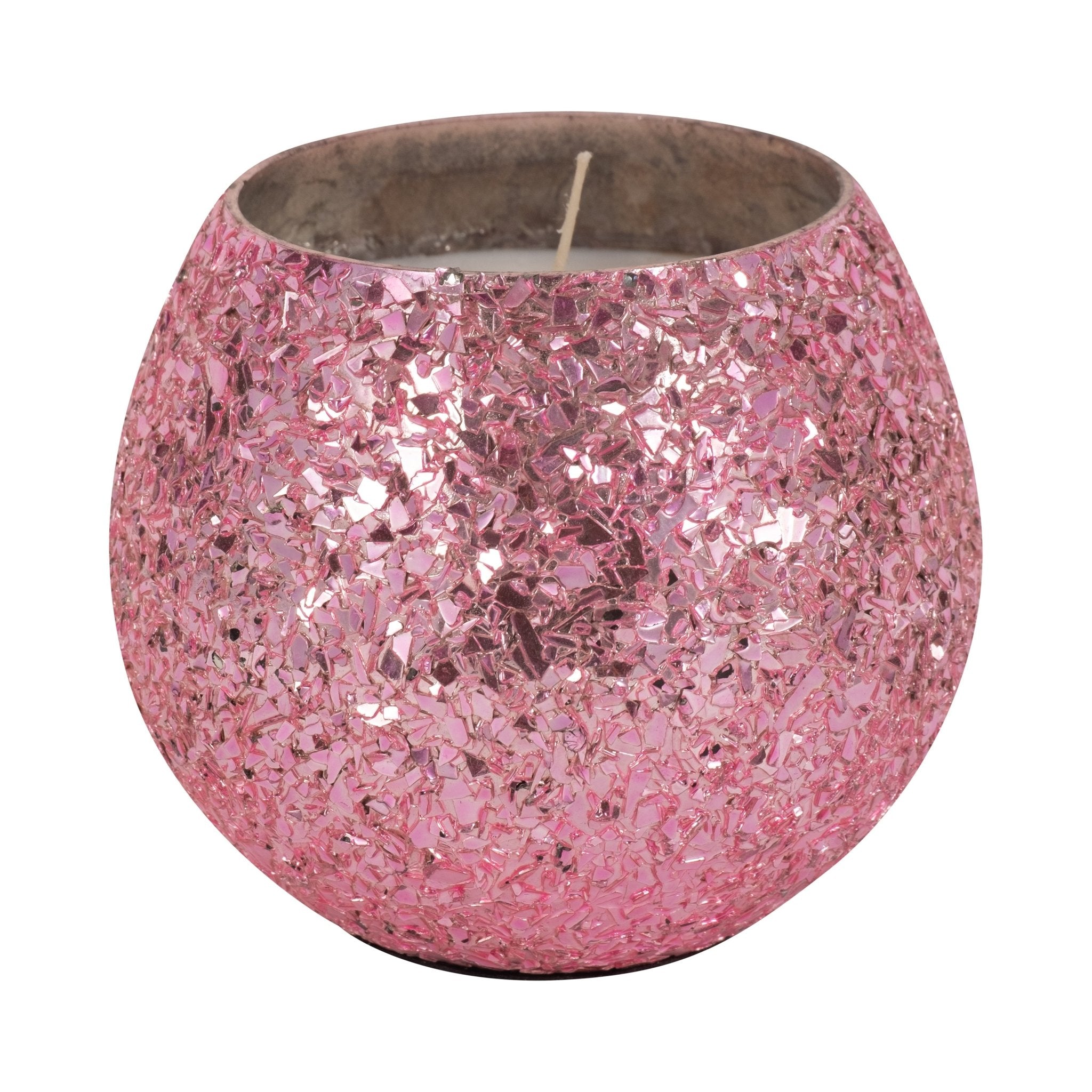Glass, 4" 11 Oz Crackled Scented Candle, Pink Candles| Sagebrook Home
