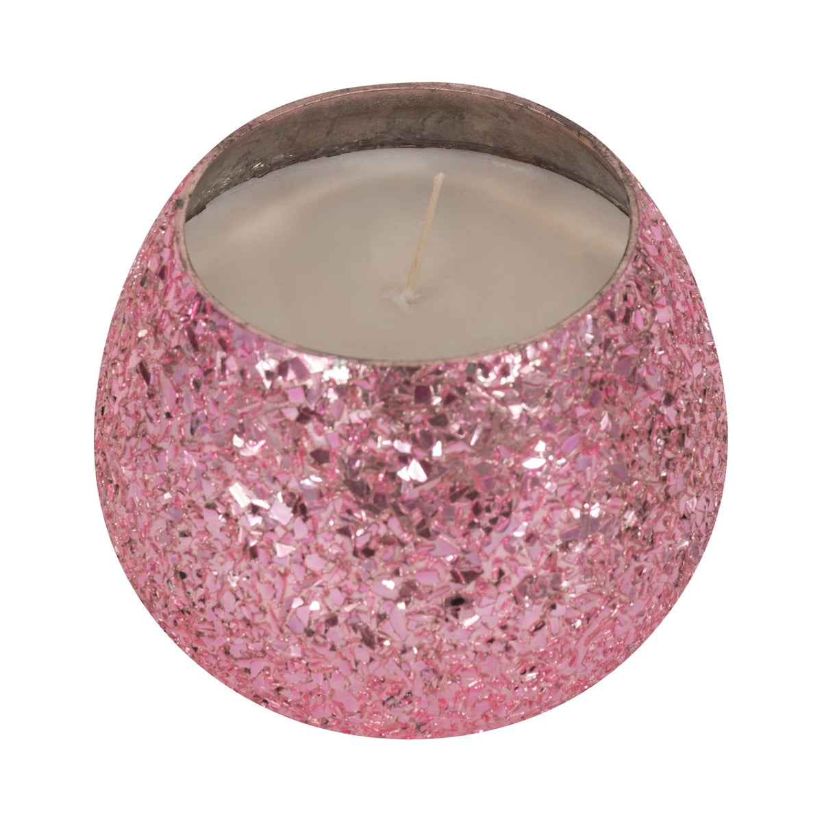 Glass, 4" 11 Oz Crackled Scented Candle, Pink Candles| Sagebrook Home