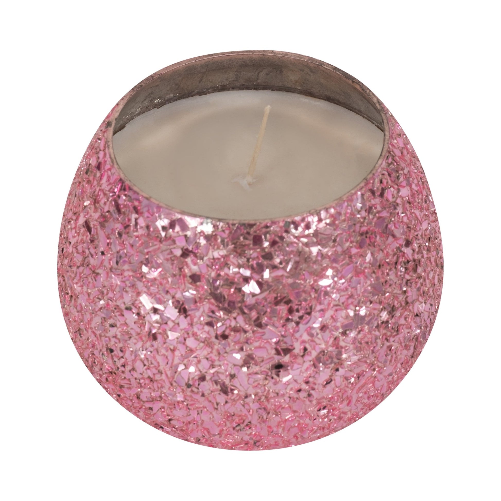 Glass, 4" 11 Oz Crackled Scented Candle, Pink Candles| Sagebrook Home