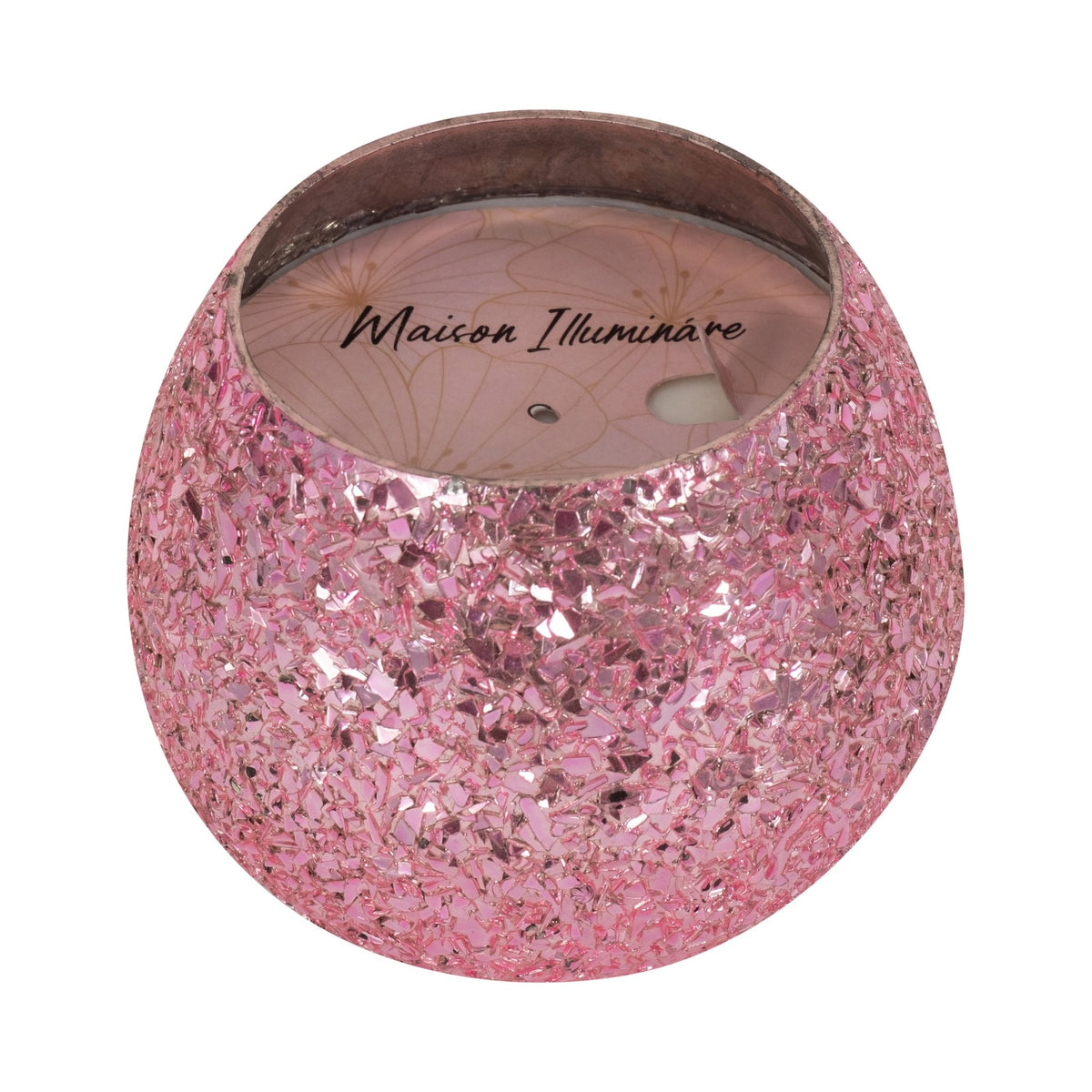 Glass, 4" 11 Oz Crackled Scented Candle, Pink Candles| Sagebrook Home