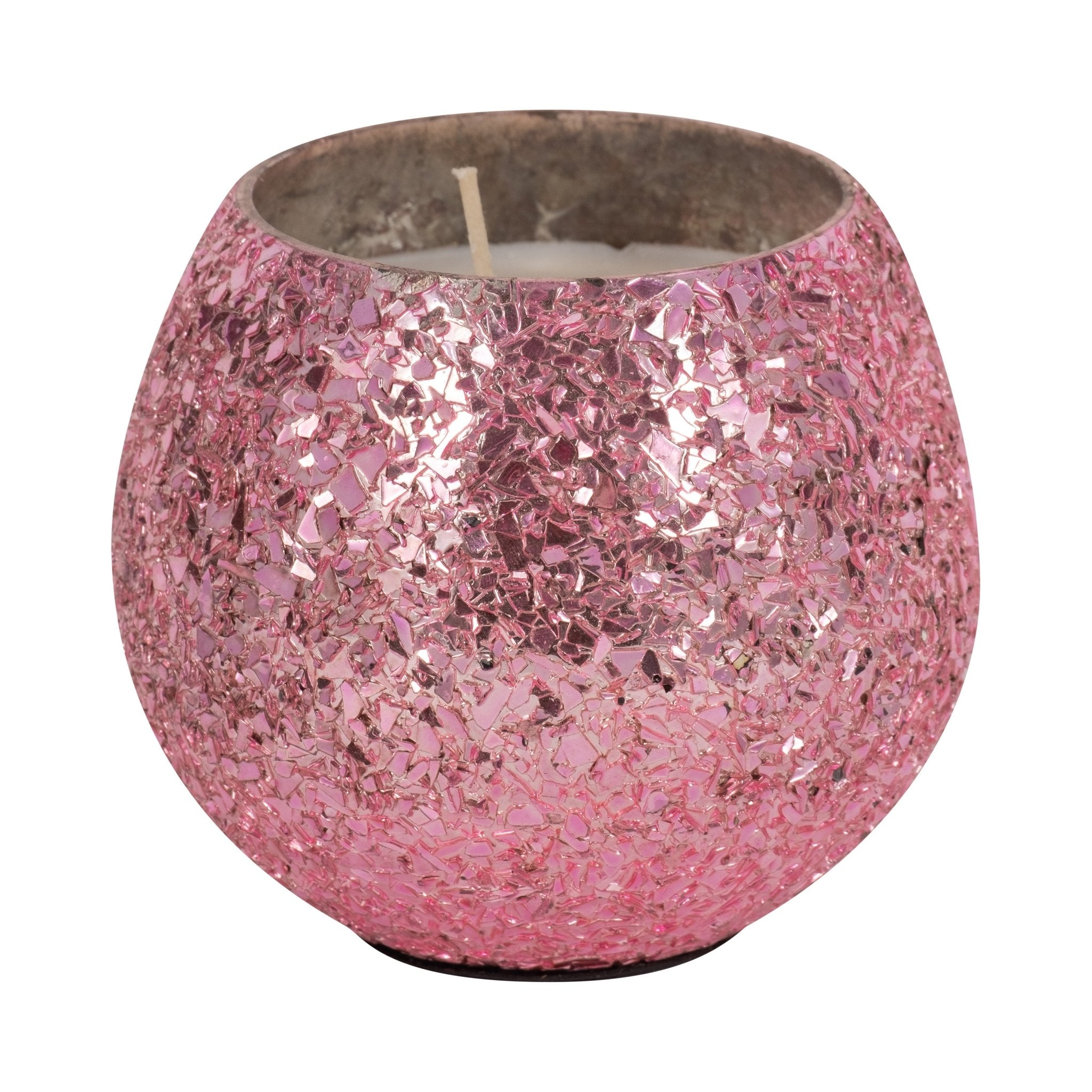 Glass, 4" 11 Oz Crackled Scented Candle, Pink Candles| Sagebrook Home