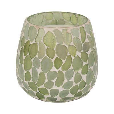 Glass, 4" 11 Oz Mosaic Scented Candle, Light Green - Al Rugaib Furniture