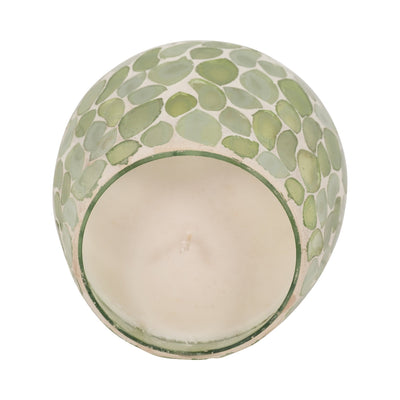 Glass, 4" 11 Oz Mosaic Scented Candle, Light Green - Al Rugaib Furniture