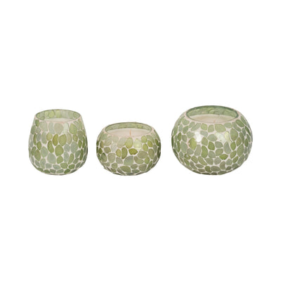 Glass, 4" 11 Oz Mosaic Scented Candle, Light Green - Al Rugaib Furniture