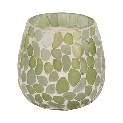 Glass, 4" 11 Oz Mosaic Scented Candle, Light Green - Al Rugaib Furniture