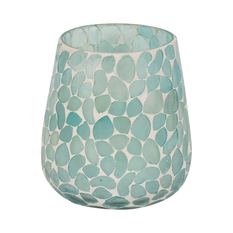 Glass, 5" 18 Oz Mosaic Scented Candle, Light Blue - Al Rugaib Furniture