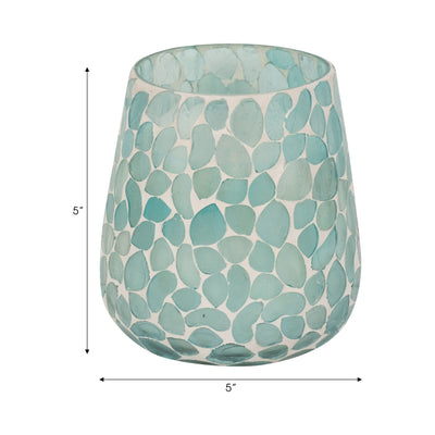 Glass, 5" 18 Oz Mosaic Scented Candle, Light Blue - Al Rugaib Furniture