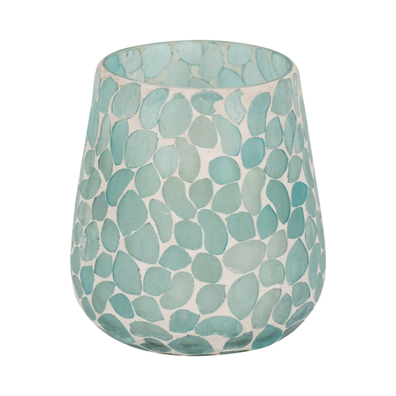 Glass, 5" 18 Oz Mosaic Scented Candle, Light Blue - Al Rugaib Furniture