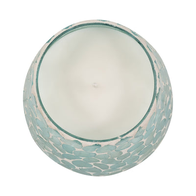 Glass, 5" 18 Oz Mosaic Scented Candle, Light Blue - Al Rugaib Furniture