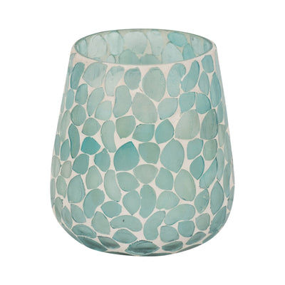 Glass, 5" 18 Oz Mosaic Scented Candle, Light Blue - Al Rugaib Furniture