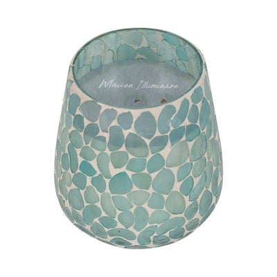 Glass, 5" 18 Oz Mosaic Scented Candle, Light Blue - Al Rugaib Furniture