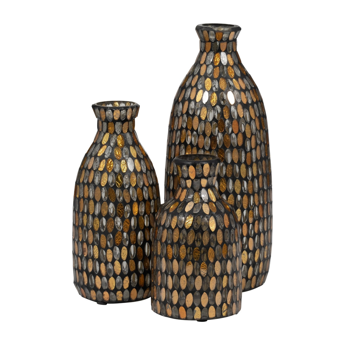 GLASS, 7"H MOSAIC VASE, COPPER Vases and Jars| Sagebrook Home