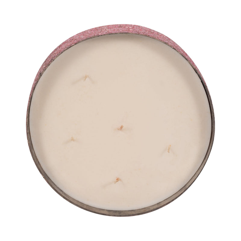 Glass, 8" 49 Oz Crackled Bowl Scented Candle, Pink - Al Rugaib Furniture