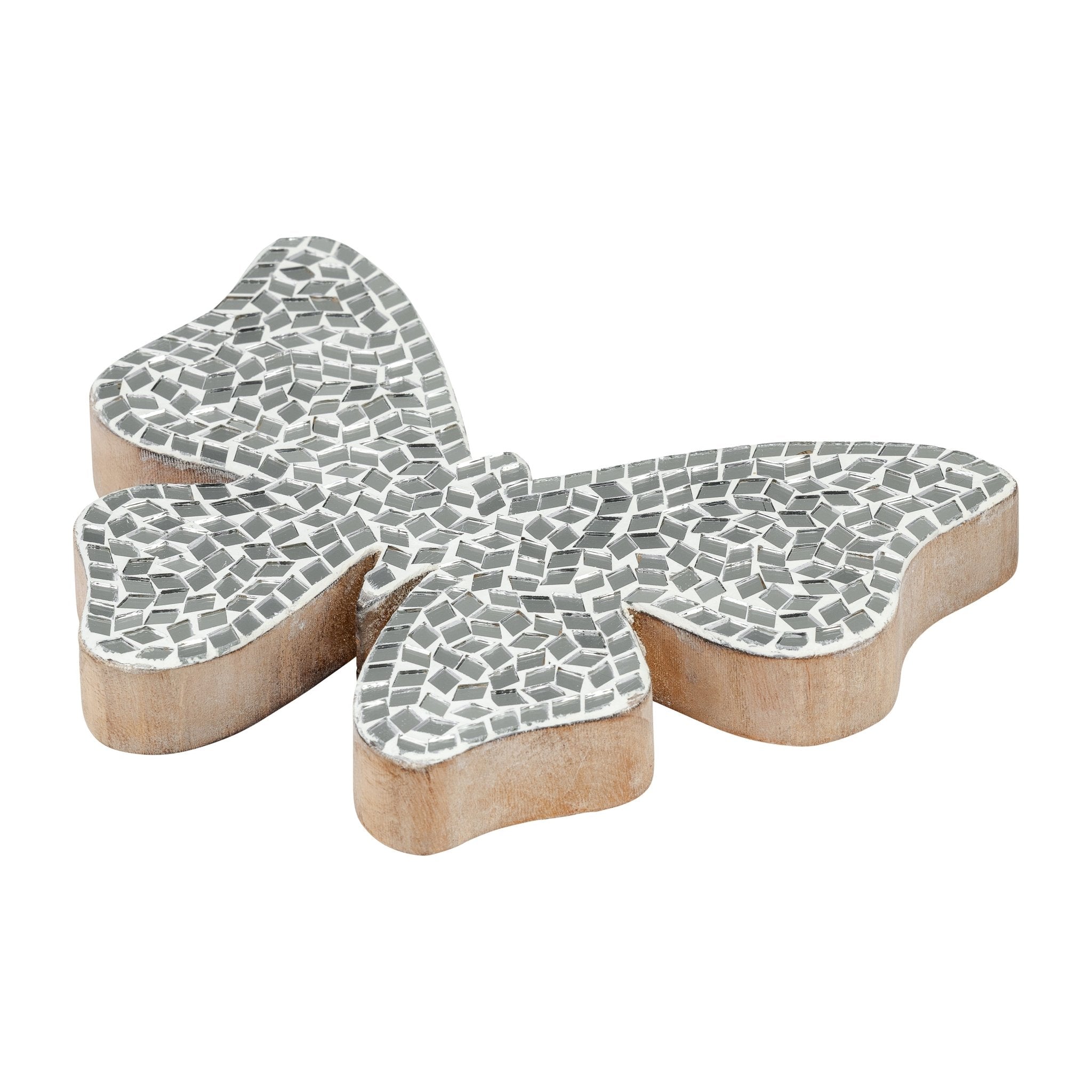GLASS, 8" MOSAIC BUTTERFLY, WHITE Table Decors| Sagebrook Home