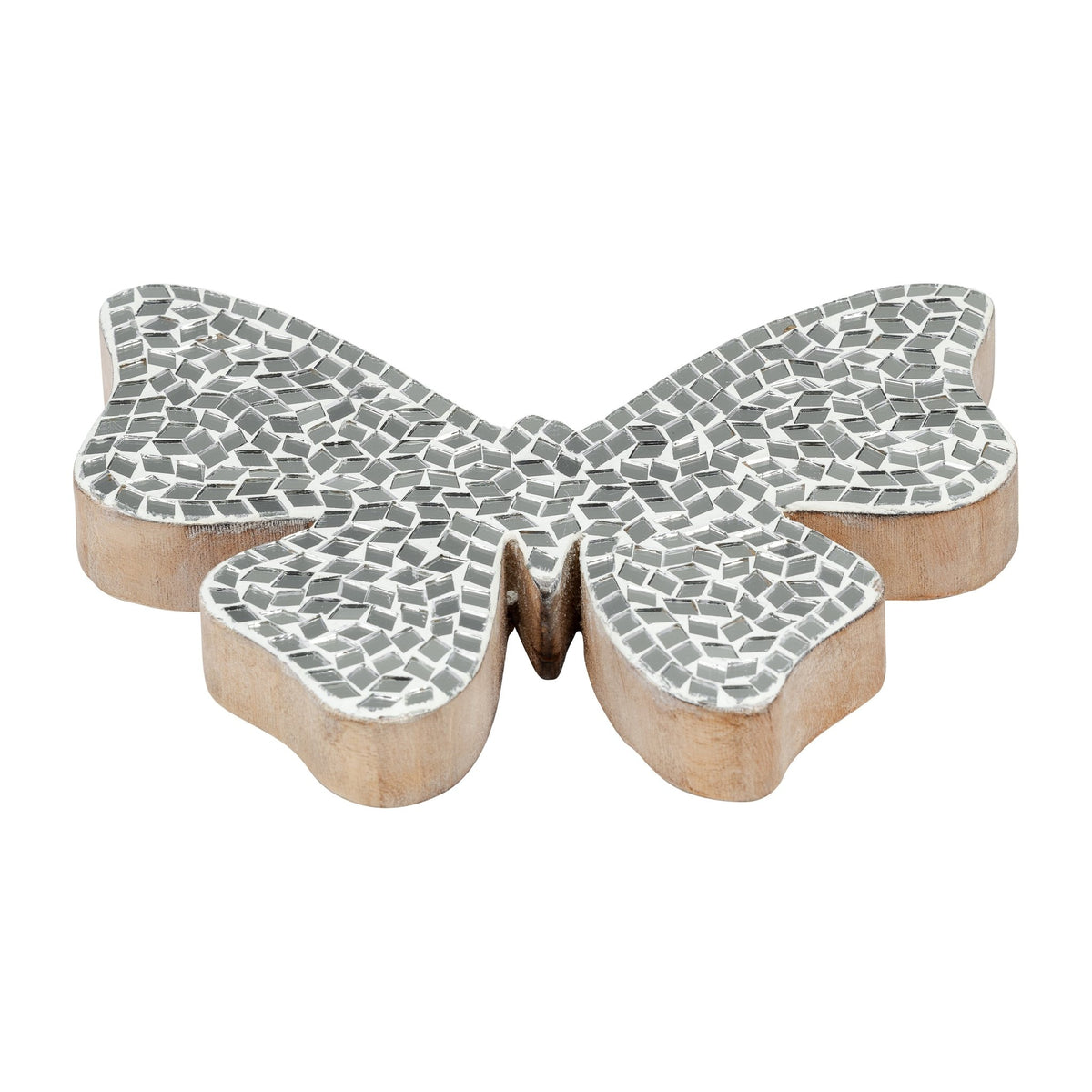 GLASS, 8" MOSAIC BUTTERFLY, WHITE Table Decors| Sagebrook Home
