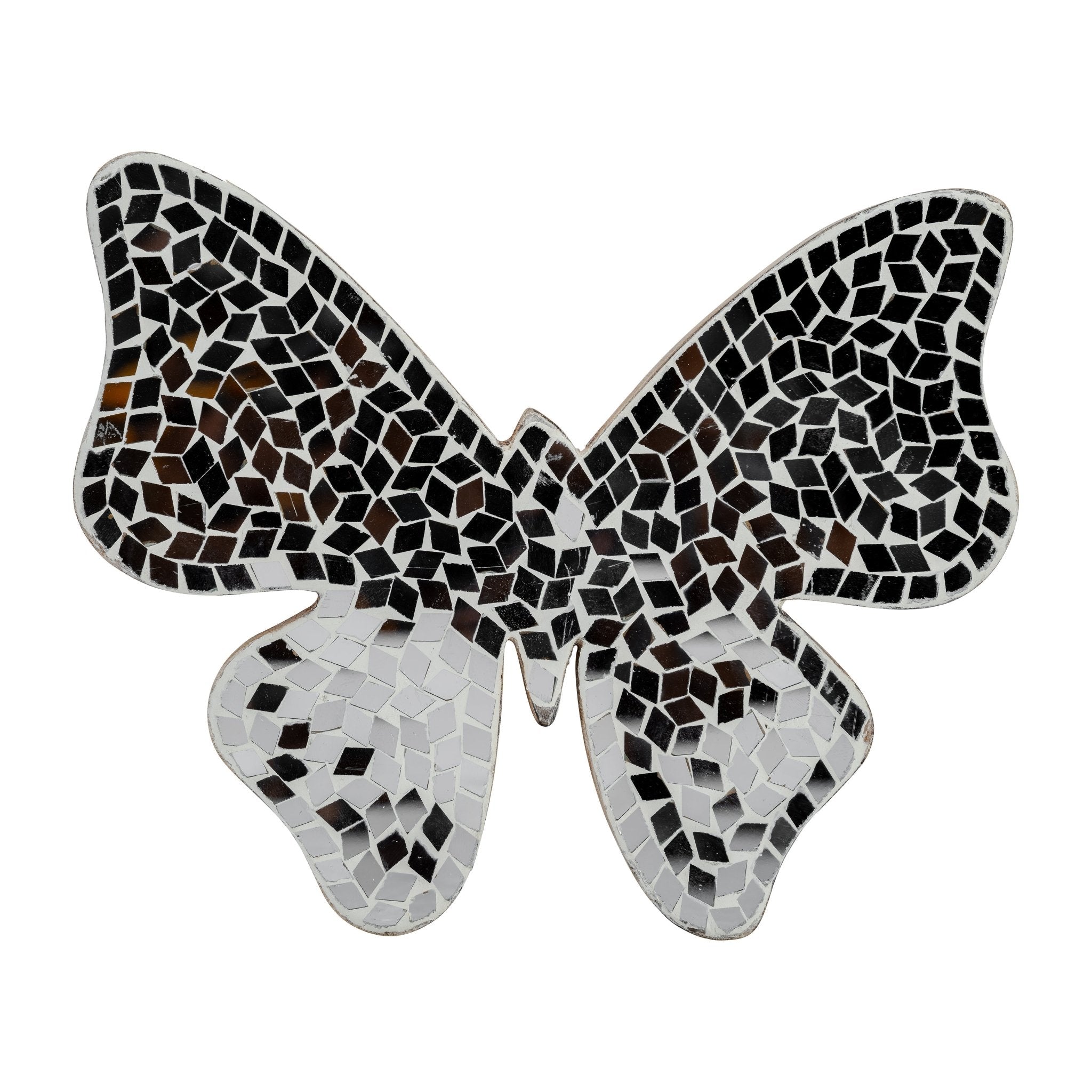GLASS, 8" MOSAIC BUTTERFLY, WHITE Table Decors| Sagebrook Home