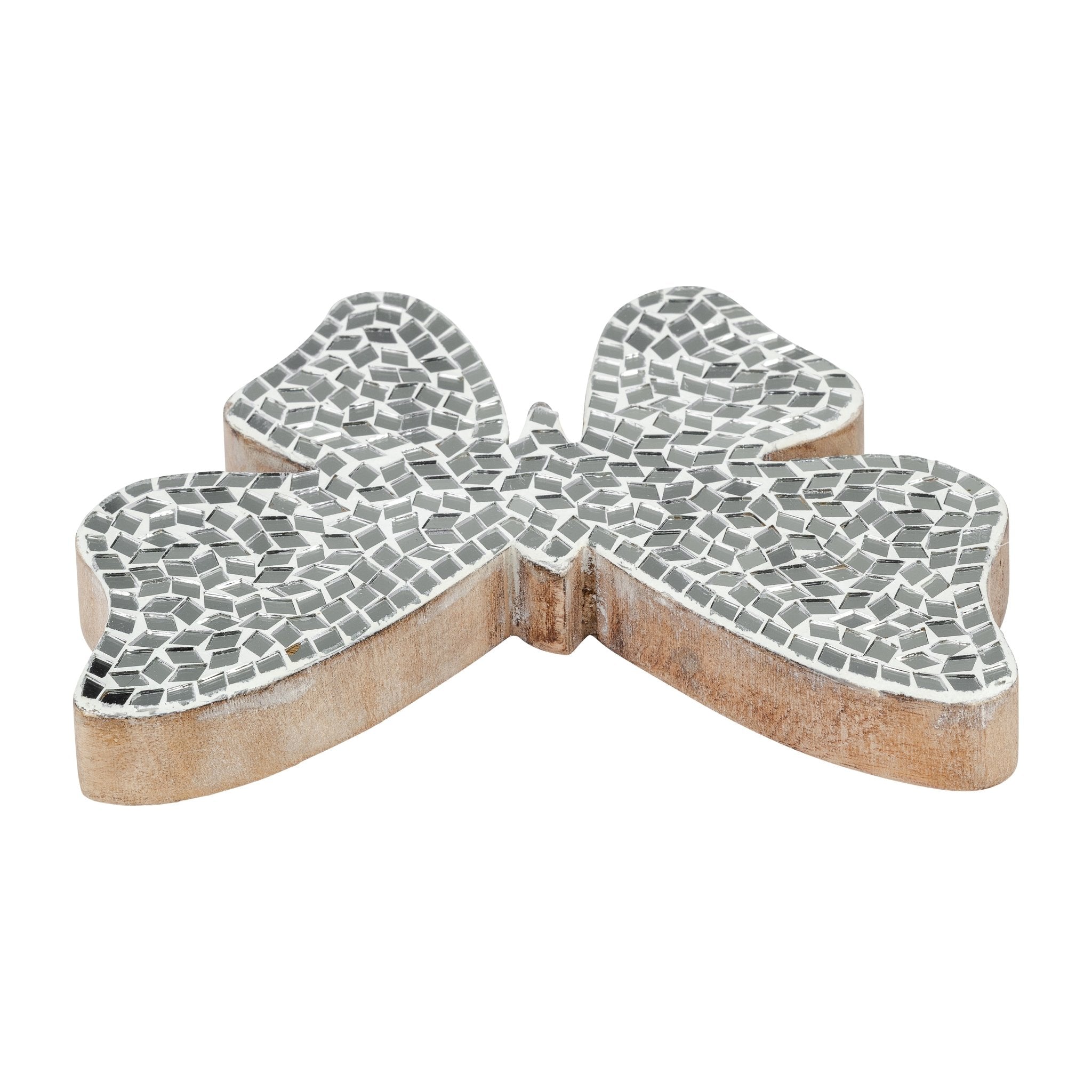 GLASS, 8" MOSAIC BUTTERFLY, WHITE Table Decors| Sagebrook Home