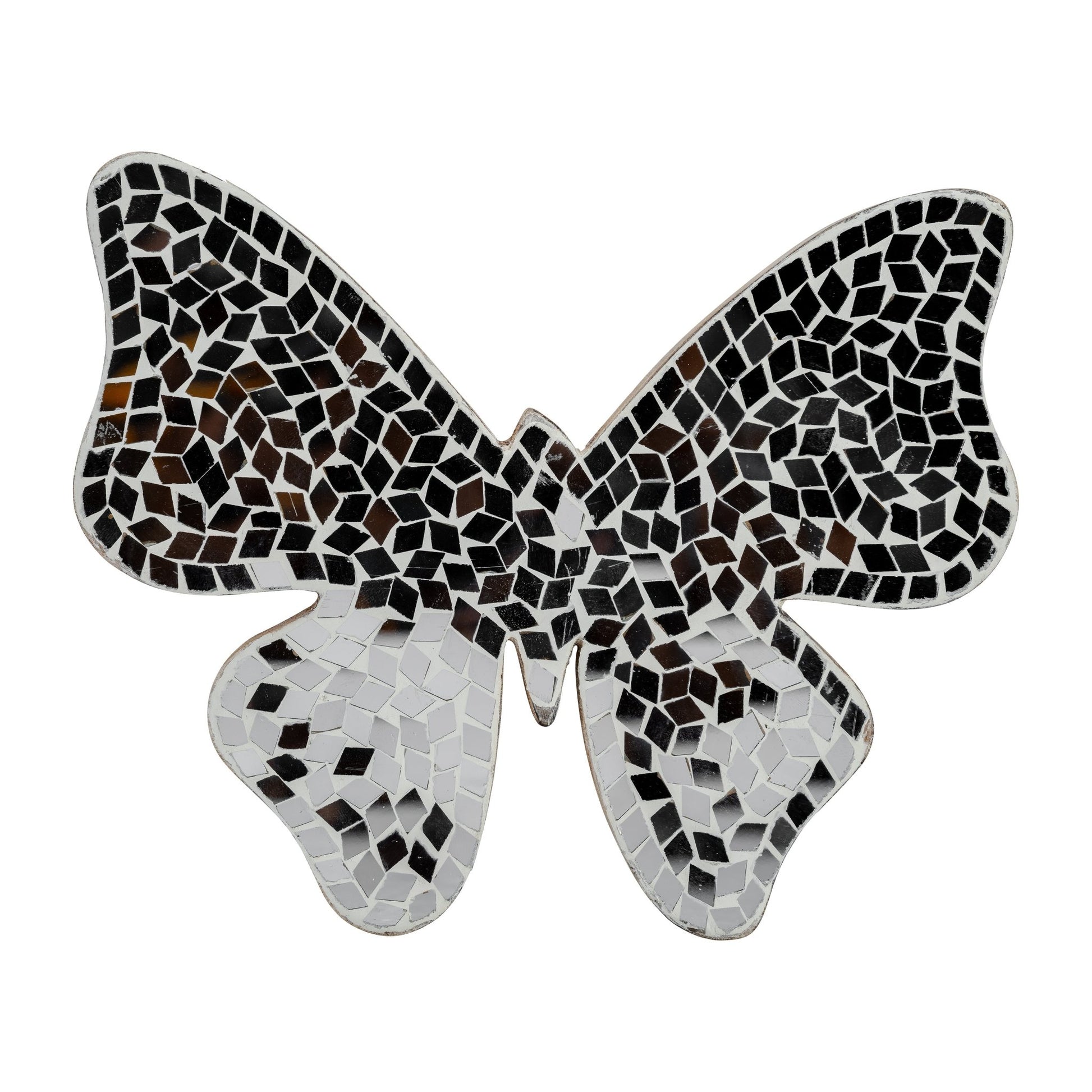 GLASS, 8" MOSAIC BUTTERFLY, WHITE Table Decors| Sagebrook Home