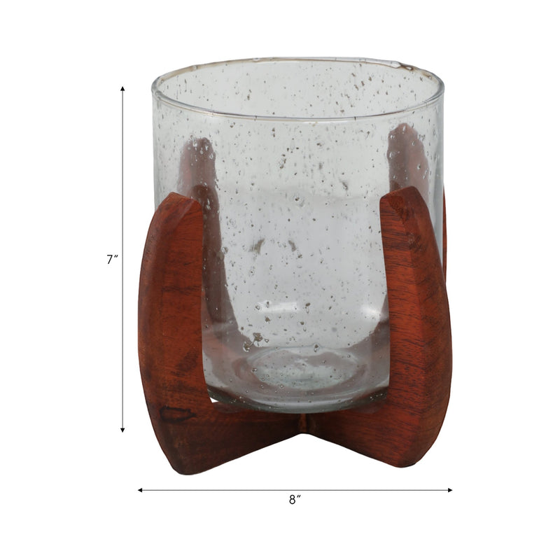 Glass, 8" Votive Holder W/ Base, Brown/clear - Al Rugaib Furniture
