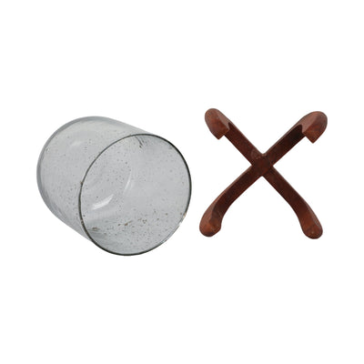 Glass, 8" Votive Holder W/ Base, Brown/clear - Al Rugaib Furniture