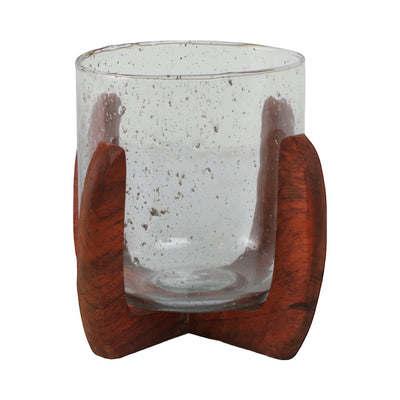 Glass, 8" Votive Holder W/ Base, Brown/clear - Al Rugaib Furniture