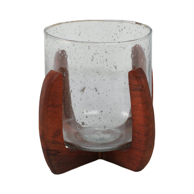 Glass, 8" Votive Holder W/ Base, Brown/clear - Al Rugaib Furniture