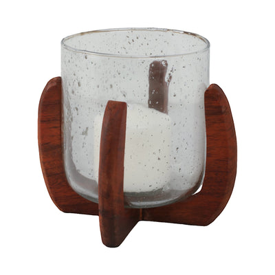 Glass, 8" Votive Holder W/ Base, Brown/clear - Al Rugaib Furniture