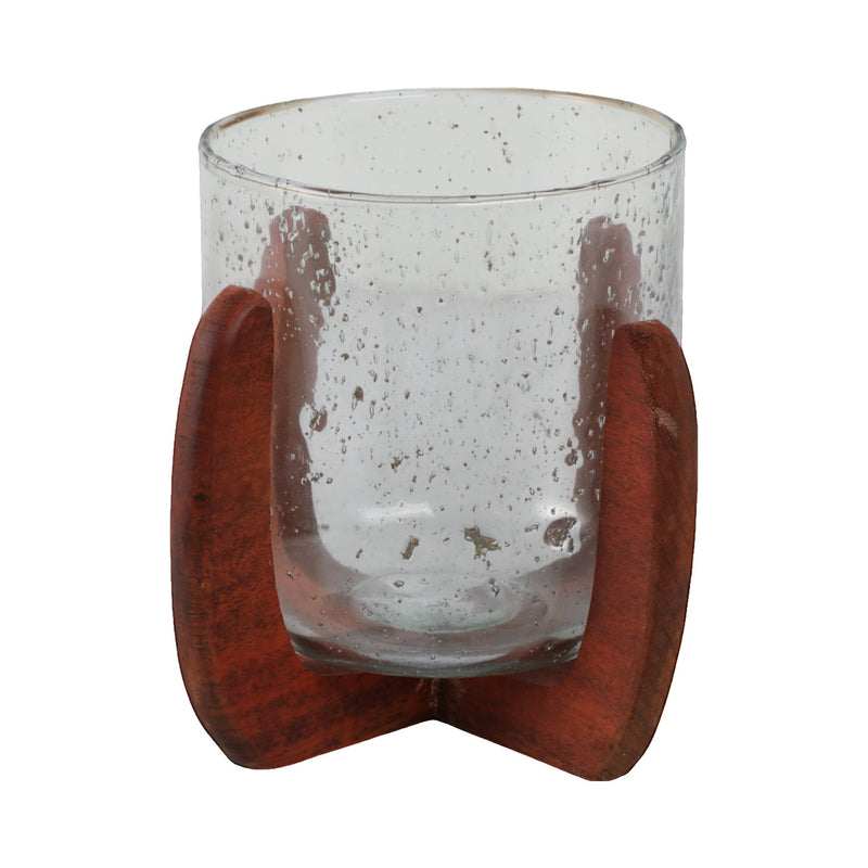 Glass, 8" Votive Holder W/ Base, Brown/clear - Al Rugaib Furniture