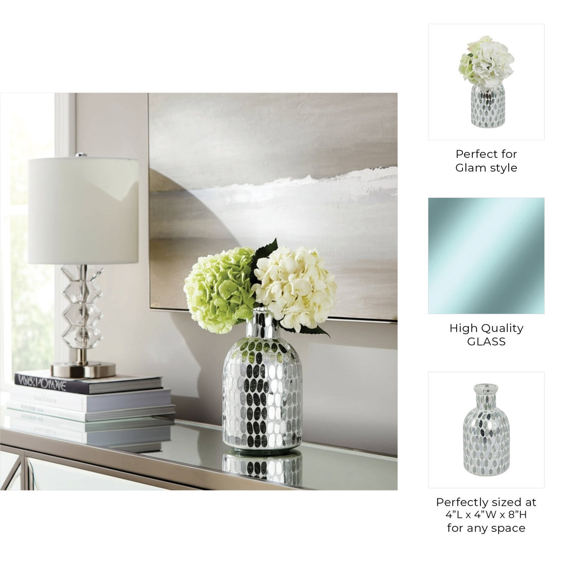 GLASS, 8"H MOSAIC VASE, Vases and Jars| Sagebrook Home