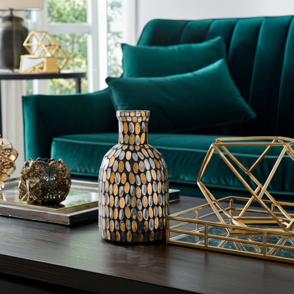 GLASS, 8"H MOSAIC VASE, Vases and Jars| Sagebrook Home