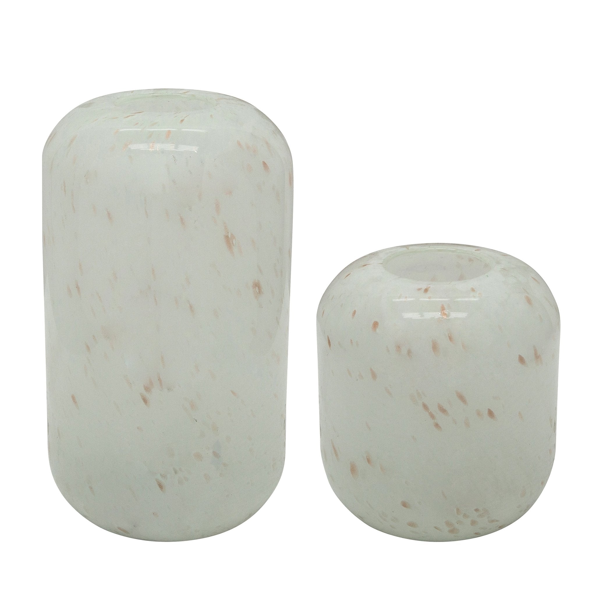 GLASS, 8"H SPECKLED VASE, BEIGE Vases and Jars| Sagebrook Home