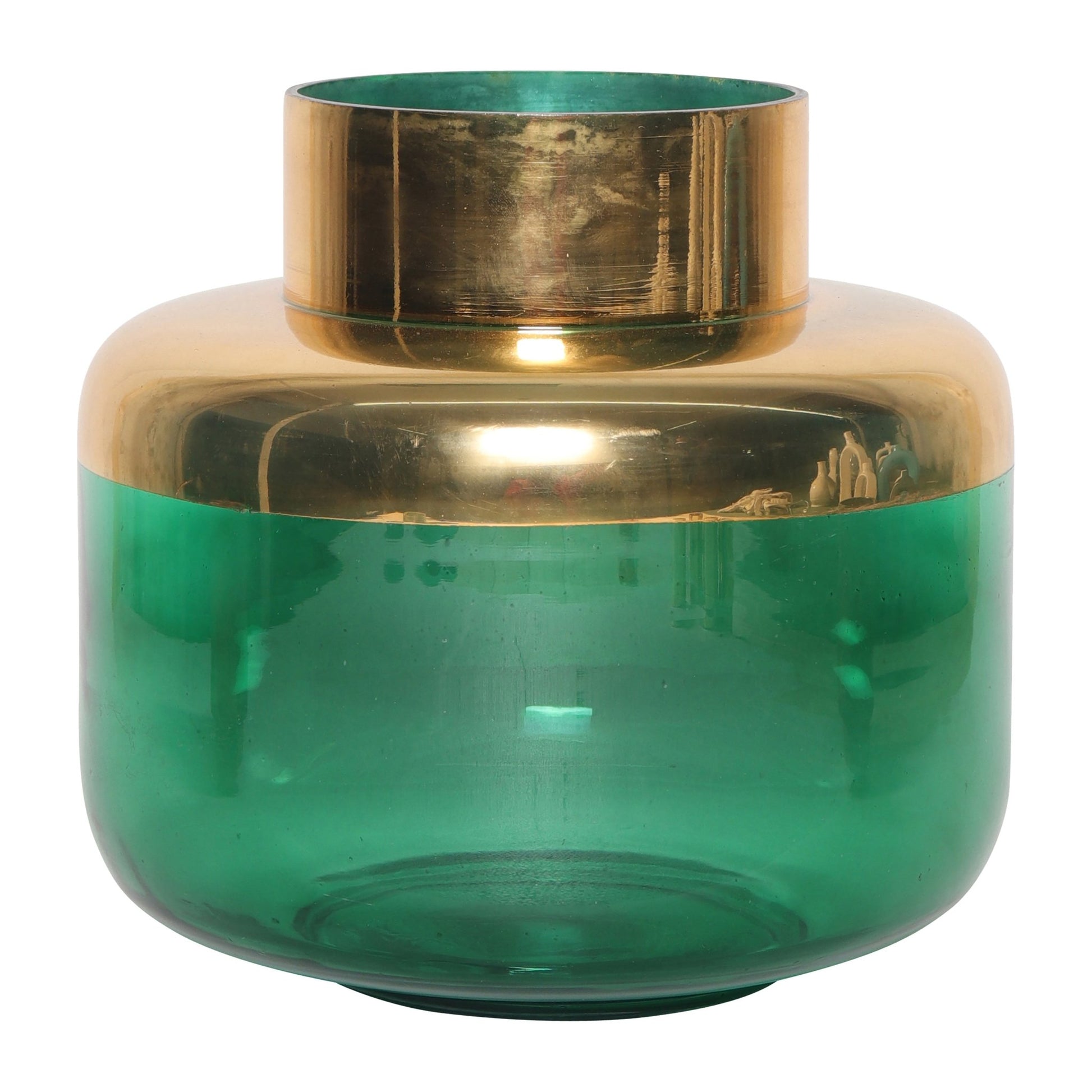 GLASS, 9" 5TH AVE VASE, GREEN/GOLD Vases and Jars| Sagebrook Home