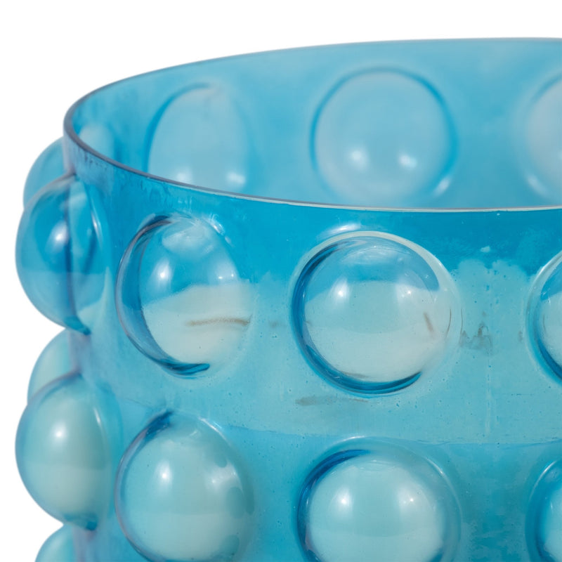 Glass, 9" 81 Oz Bubble Candle, Blue - Al Rugaib Furniture