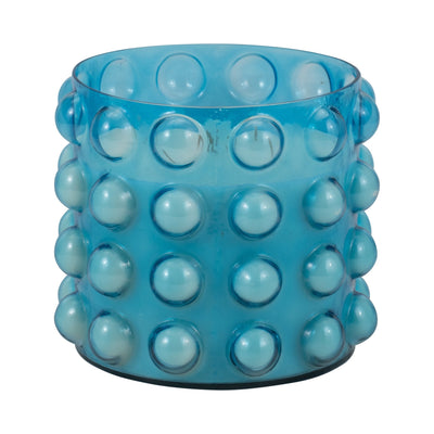 Glass, 9" 81 Oz Bubble Candle, Blue - Al Rugaib Furniture