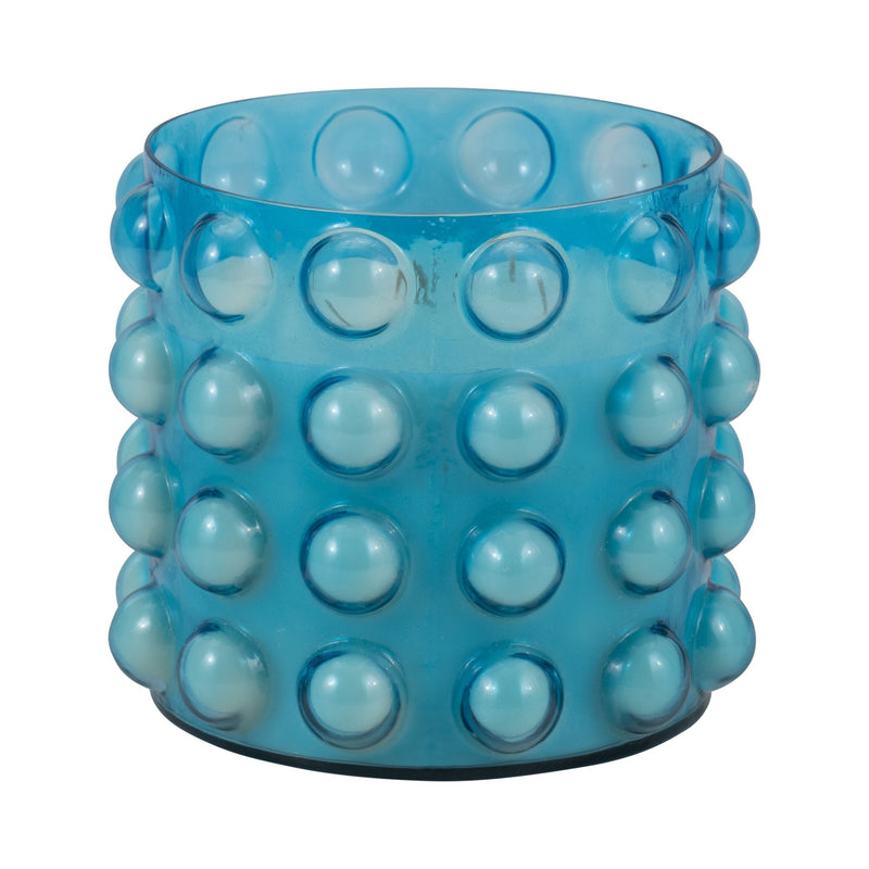 Glass, 9" 81 Oz Bubble Candle, Blue - Al Rugaib Furniture