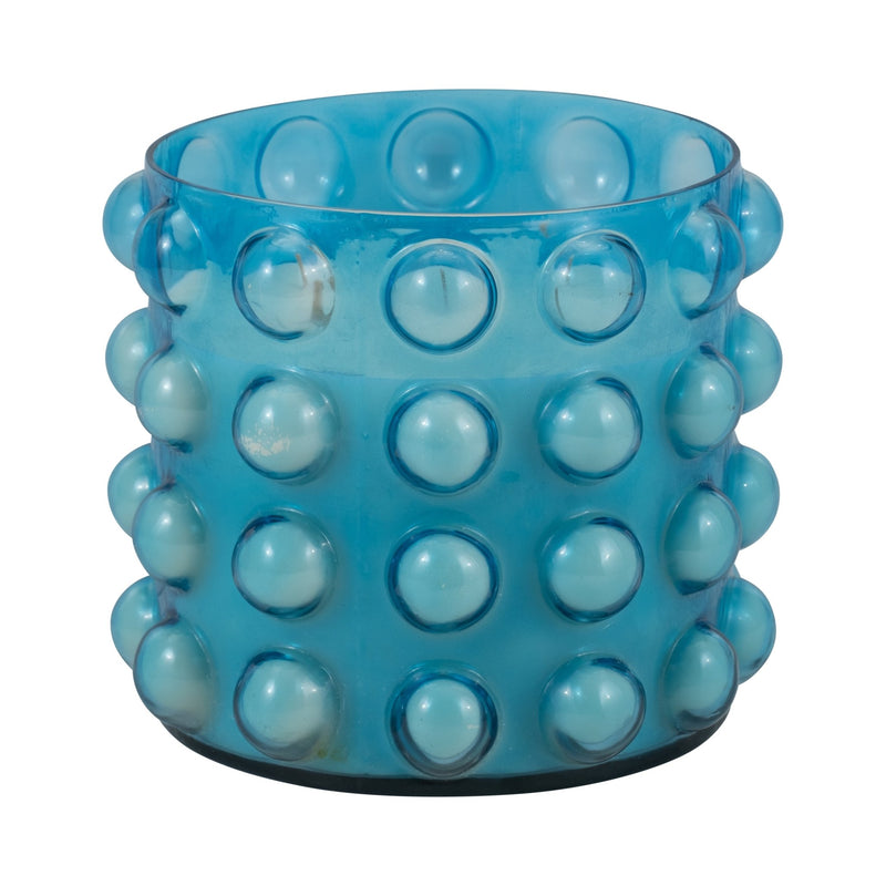 Glass, 9" 81 Oz Bubble Candle, Blue - Al Rugaib Furniture