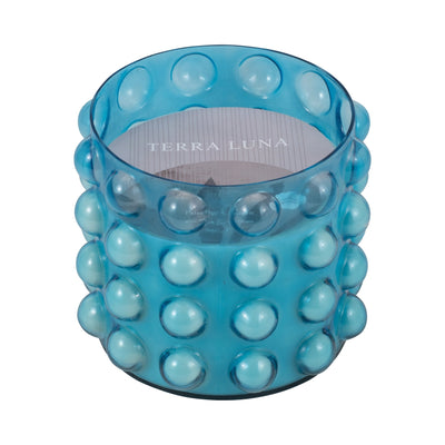 Glass, 9" 81 Oz Bubble Candle, Blue - Al Rugaib Furniture
