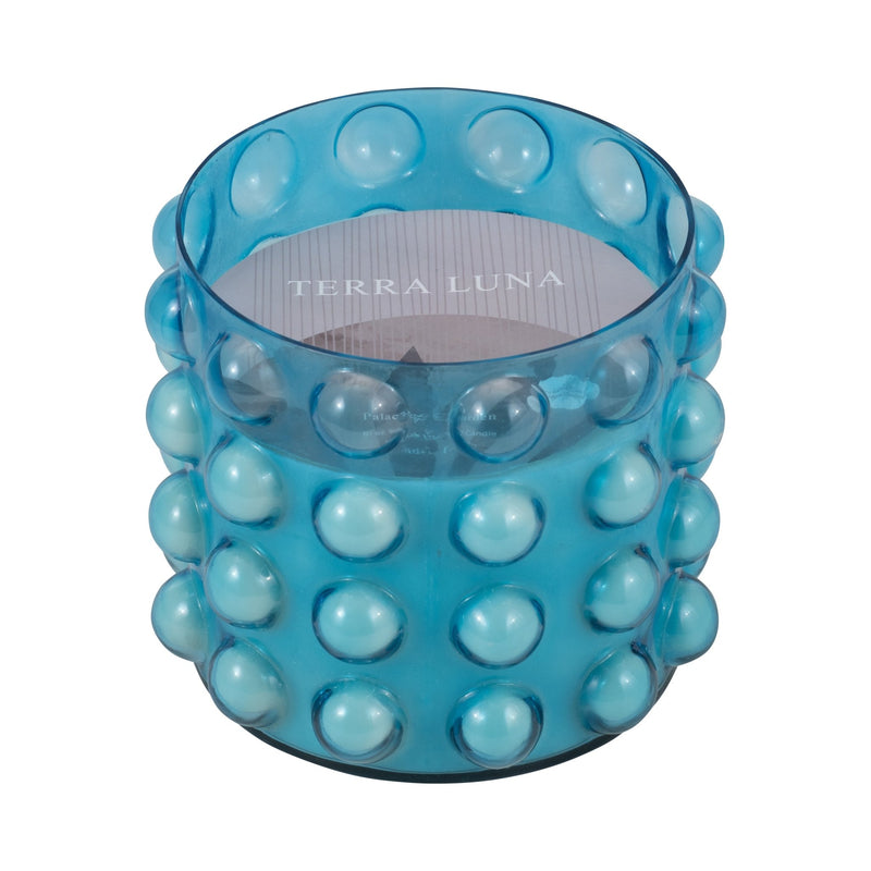 Glass, 9" 81 Oz Bubble Candle, Blue - Al Rugaib Furniture